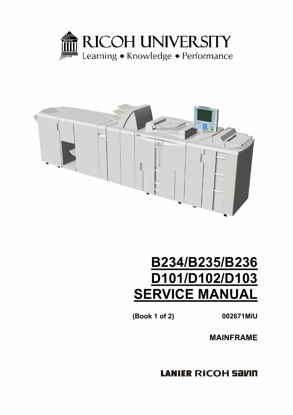 RICOH Aficio MP-9000 1110 1350 906EX 1106EX 1356EX B234 B235 B236 D101 D102 D103 Service Manual-1